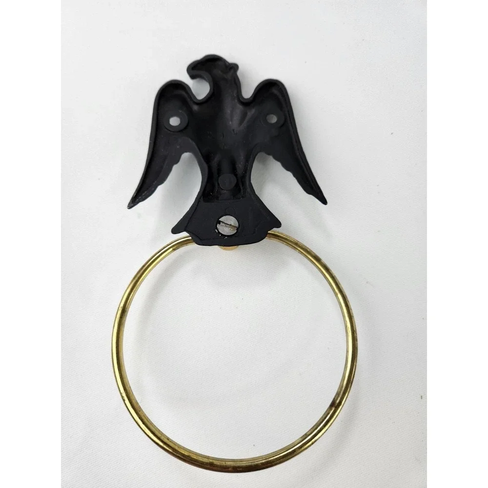 Eagle‎ Emblem Cast Aluminum Brass Door Knocker Vintage Wall Hanger Towel Holder